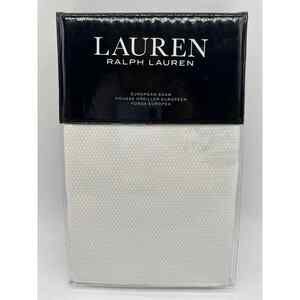 Ralph Lauren EDEN White/Blue Trim Pique EURO Sham 26x26 $135 NWT,